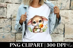 Easter Bunny Egg Flower, Clipart |T-shirt, Mug PNG Product Image 3