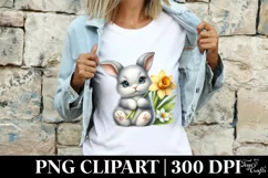 Easter Bunny Egg Flower, Clipart |T-shirt, Mug PNG Product Image 3