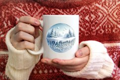 Winter Scene Happy New Year Round Ornament Sublimation PNG Product Image 4