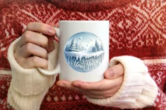 Winter Scene Happy New Year Round Ornament Sublimation PNG Product Image 4