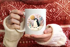 Colorful Penguin Christmas Scene Round Ornament Sublimation Product Image 4