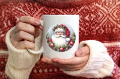a Watercolor Santa Christmas Ornament Sublimation PNG Product Image 1