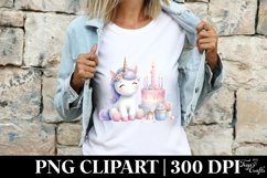 Watercolor Unicorn Cake , Clipart |T-shirt, Mug, Tumbler Product Image 4