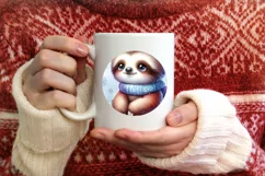 Baby Sloth Winter Scene Sublimation PNG Product Image 4