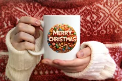 Merry Christmas Round Cute Ornament Sublimation Product Image 3