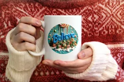 Believe Christmas Round Cute Ornament Sublimation Product Image 3