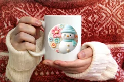 Christmas Round Cute Snow Man Ornament Sublimation Product Image 3