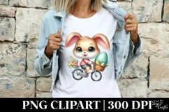 Easter Bunny on a Bicycle Egg Flower, Clipart |T-shirt, Mug Product Image 3
