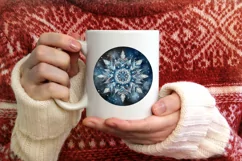 Snow Flake Christmas Round Cute Ornament Sublimation Product Image 3