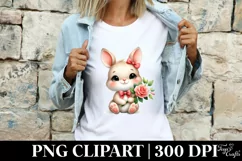 Easter Bunny Egg Flower, Clipart |T-shirt, Mug PNG Product Image 3