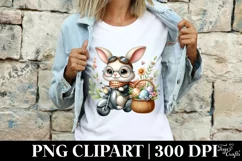 Easter Bunny Egg Flower, Clipart |T-shirt, Mug PNG Product Image 3