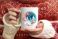 Christmas Round Santa Animal Ornament Sublimation Product Image 3