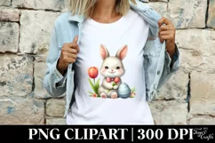 Easter Bunny Egg Flower, Clipart |T-shirt, Mug PNG Product Image 4