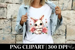 Easter Bunny Roses Butterfly , Clipart |T-shirt, Mug PNG Product Image 4