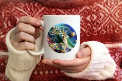 Christmas Round Reindeer Animal Ornament Sublimation Product Image 3