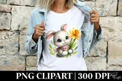 Easter Bunny with Scarf holdina a Flower, Clipart |T-shirt, Product Image 4