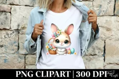Easter Bunny Egg Flower, Clipart |T-shirt, Mug PNG Product Image 3