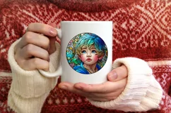 Stained Glass Christmas Round Ornament Sublimation Product Image 3