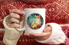 Stained Glass Christmas Round Ornament Sublimation Product Image 3