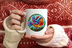 Stained Glass Christmas Round Ornament Sublimation Product Image 3