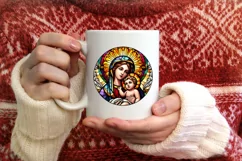Stained Glass Christmas Round Ornament Sublimation Product Image 3