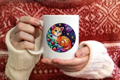 Stained Glass Christmas Round Ornament Sublimation Product Image 3