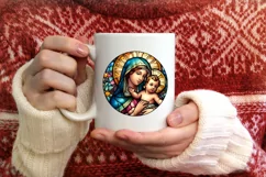 Stained Glass Christmas Round Ornament Sublimation Product Image 3