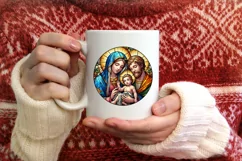 Stained Glass Christmas Round Ornament Sublimation Product Image 3