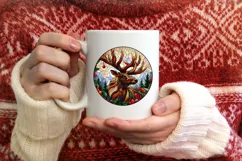 Stained Glass Christmas Round Ornament Sublimation Product Image 3