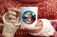 Stained Glass Christmas Round Ornament Sublimation Product Image 3