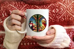 Stained Glass Christmas Round Ornament Sublimation Product Image 3