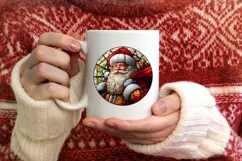 Stained Glass Christmas Round Ornament Sublimation Product Image 3