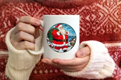 Stained Glass Christmas Round Ornament Sublimation Product Image 3
