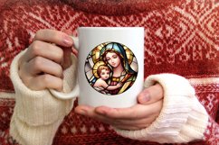 Stained Glass Christmas Round Ornament Sublimation Product Image 3