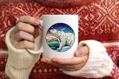 Stained Glass Christmas Round Ornament Sublimation Product Image 3