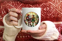 Stained Glass Christmas Round Ornament Sublimation Product Image 3