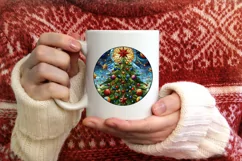 Stained Glass Christmas Round Ornament Sublimation Product Image 3