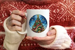 Stained Glass Christmas Round Ornament Sublimation Product Image 3