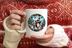 Stained Glass Christmas Round Ornament Sublimation Product Image 3