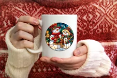 Stained Glass Christmas Round Ornament Sublimation Product Image 3
