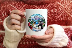 Stained Glass Christmas Round Ornament Sublimation Product Image 3