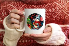 Stained Glass Christmas Round Ornament Sublimation Product Image 3