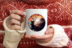 Stained Glass Christmas Round Ornament Sublimation Product Image 3