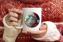Stained Glass Christmas Round Ornament Sublimation Product Image 3