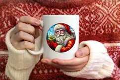 Stained Glass Christmas Round Ornament Sublimation Product Image 3
