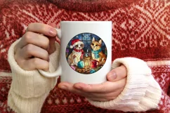 Stained Glass Christmas Round Ornament Sublimation Product Image 3
