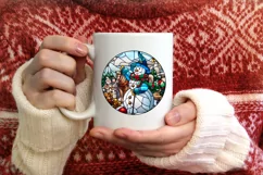 Stained Glass Christmas Round Ornament Sublimation Product Image 3