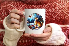 Stained Glass Christmas Round Ornament Sublimation Product Image 3