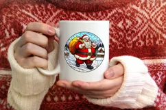 Stained Glass Christmas Round Ornament Sublimation Product Image 3