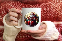 Stained Glass Christmas Round Ornament Sublimation Product Image 3